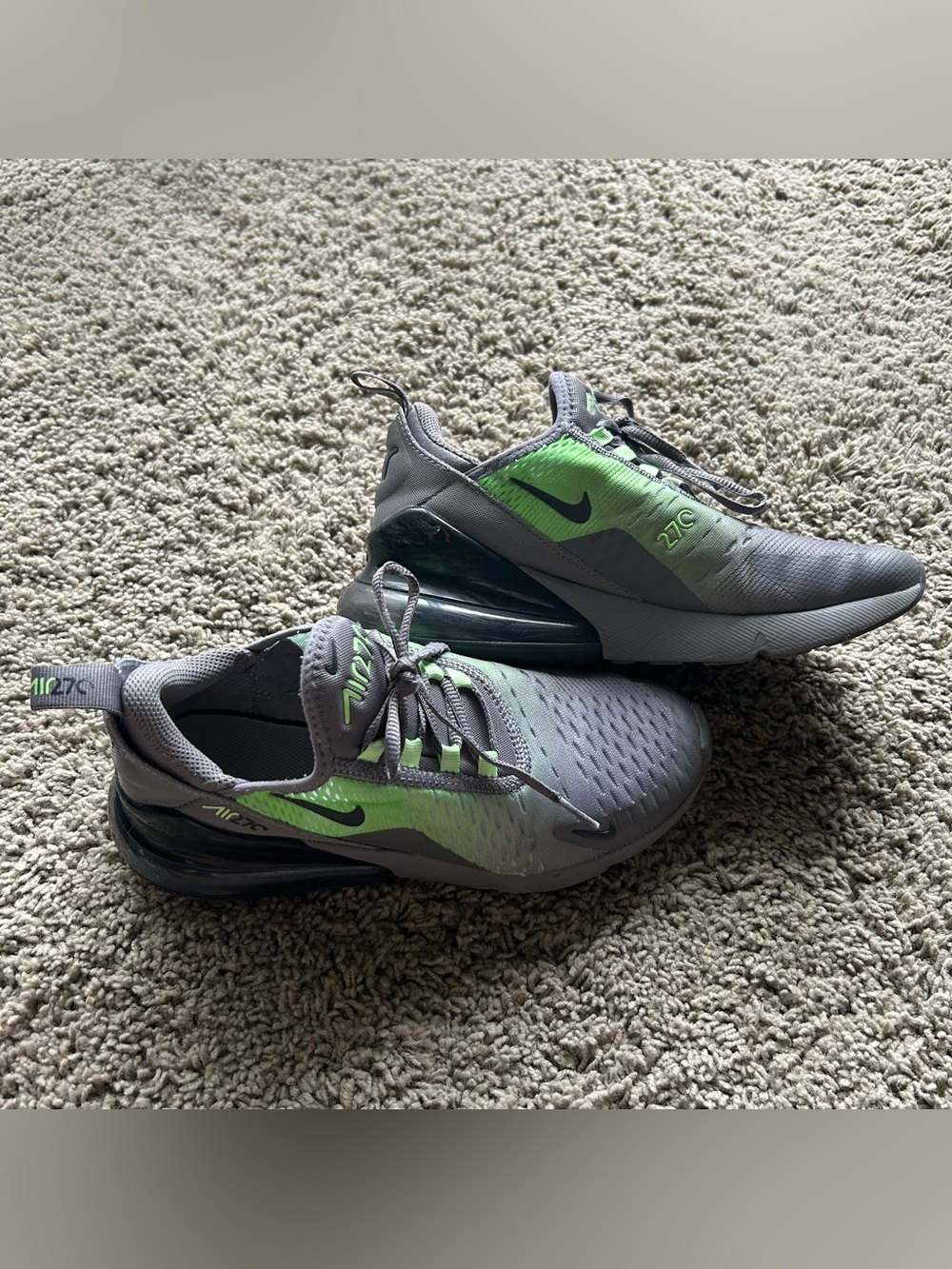 Nike Air Max 270 Shoes Boys 5Y Pencil Point/Lime Blast/Athracite All Day Sneaker